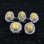 5 PCS Bulk Lot Bumble Bee Jasper 925 Sterling Silver Rings (REXT149-13)