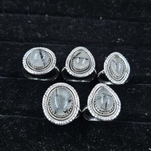5 PCS Bulk Lot Black Rutile 925 Sterling Silver Rings (REXT151-30)