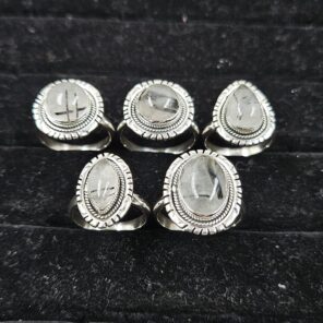 5 PCS Bulk Lot Black Rutile 925 Sterling Silver Rings (REXT151-27)