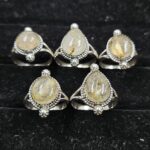 5 PCS Bulk Lot Golden Rutile 925 Sterling Silver Rings (REXT151-4)