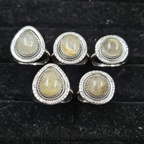 5 PCS Bulk Lot Golden Rutile 925 Sterling Silver Rings (REXT151-7)