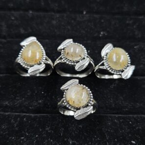 4 PCS Bulk Lot Golden Rutile 925 Sterling Silver Rings (REXT151-10)