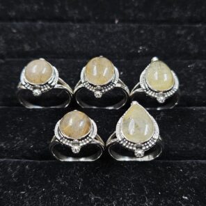 5 PCS Bulk Lot Golden Rutile 925 Sterling Silver Rings (REXT151-8)