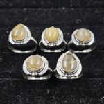 5 PCS Bulk Lot Golden Rutile 925 Sterling Silver Rings (REXT151-2)