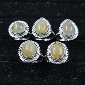 5 PCS Bulk Lot Golden Rutile 925 Sterling Silver Rings (REXT151-1)