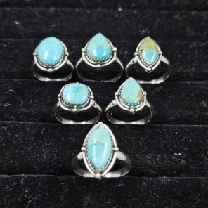 6 PCS Bulk Lot Mohave Turquoise 925 Sterling Silver Rings (REXT148-40)