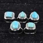 5 PCS Bulk Lot Mohave Turquoise 925 Sterling Silver Rings (REXT148-31)
