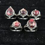 5 PCS Bulk Lot Red Rose Dahlia 925 Sterling Silver Rings (REXT148-26)
