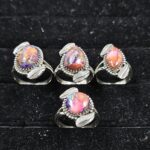 4 PCS Bulk Lot Pink Dahlia Turquoise 925 Sterling Silver Rings (REXT149-10)