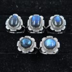 5 PCS Bulk Lot Labradorite 925 Sterling Silver Rings (REXT149-31)
