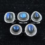 5 PCS Bulk Lot Labradorite 925 Sterling Silver Rings (REXT149-33)