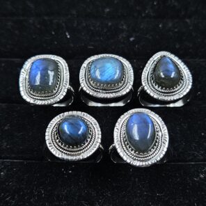 5 PCS Bulk Lot Labradorite 925 Sterling Silver Rings (REXT149-33)