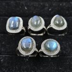 5 PCS Bulk Lot Labradorite 925 Sterling Silver Rings (REXT149-32)