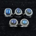 5 PCS Bulk Lot Labradorite 925 Sterling Silver Rings (REXT149-37)