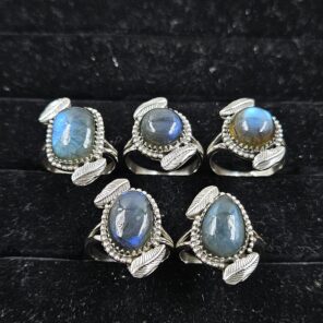 5 PCS Bulk Lot Labradorite 925 Sterling Silver Rings (REXT149-38)