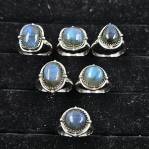 6 PCS Bulk Lot Labradorite 925 Sterling Silver Rings (REXT149-39)