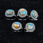 5 PCS Bulk Lot Spiny Oyster Turquoise 925 Sterling Silver Rings (REXT149-22)