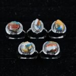 5 PCS Bulk Lot Spiny Oyster Turquoise 925 Sterling Silver Rings (REXT149-23)