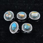 5 PCS Bulk Lot Spiny Oyster Turquoise 925 Sterling Silver Rings (REXT149-25)