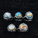 5 PCS Bulk Lot Spiny Oyster Turquoise 925 Sterling Silver Rings (REXT149-27)