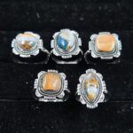 5 PCS Bulk Lot Spiny Oyster Turquoise 925 Sterling Silver Rings (REXT149-26)