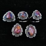 5 PCS Bulk Lot Pink Dahlia Turquoise 925 Sterling Silver Rings (REXT149-8)