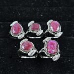 5 PCS Bulk Lot Ruby 925 Sterling Silver Rings (REXT150-49)