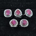 5 PCS Bulk Lot Ruby 925 Sterling Silver Rings (REXT150-45)