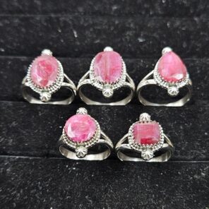 5 PCS Bulk Lot Ruby 925 Sterling Silver Rings (REXT150-47)