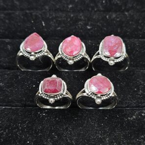 5 PCS Bulk Lot Ruby 925 Sterling Silver Rings (REXT150-48)
