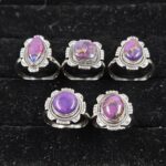 5 PCS Bulk Lot Purple Copper Turquoise 925 Sterling Silver Rings (REXT150-17)