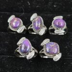 5 PCS Bulk Lot Purple Copper Turquoise 925 Sterling Silver Rings (REXT150-14)