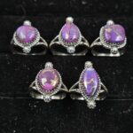 5 PCS Bulk Lot Purple Copper Turquoise 925 Sterling Silver Rings (REXT150-12)