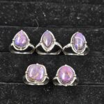 5 PCS Bulk Lot Purple Copper Turquoise 925 Sterling Silver Rings (REXT150-16)