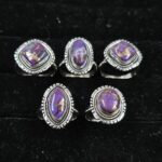 5 PCS Bulk Lot Purple Copper Turquoise 925 Sterling Silver Rings (REXT150-20)