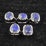 5 PCS Bulk Lot Blue Sapphire 925 Sterling Silver Rings (REXT150-25)