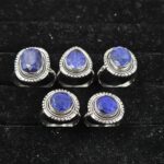 5 PCS Bulk Lot Blue Sapphire 925 Sterling Silver Rings (REXT150-27)