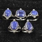 5 PCS Bulk Lot Blue Sapphire 925 Sterling Silver Rings (REXT150-22)