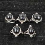 5 PCS Bulk Lot Black Onyx 925 Sterling Silver Rings (REXT148-11)