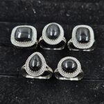 5 PCS Bulk Lot Black Onyx 925 Sterling Silver Rings (REXT148-19)
