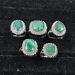 5 PCS Bulk Lot Emerald 925 Sterling Silver Rings (REXT148-4)
