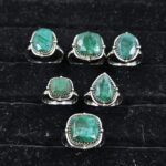 6 PCS Bulk Lot Emerald 925 Sterling Silver Rings (REXT148-8)