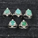 5 PCS Bulk Lot Emerald 925 Sterling Silver Rings (REXT148-3)
