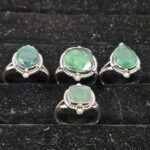 4 PCS Bulk Lot Emerald 925 Sterling Silver Rings (REXT148-10)