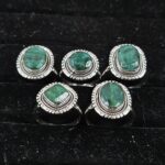 5 PCS Bulk Lot Emerald 925 Sterling Silver Rings (REXT148-6)