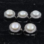 5 PCS Bulk Lot Freshwater Pearl 925 Sterling Silver Rings (REXT149-42)