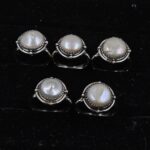 5 PCS Bulk Lot Freshwater Pearl 925 Sterling Silver Rings (REXT149-43)