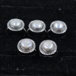 5 PCS Bulk Lot Freshwater Pearl 925 Sterling Silver Rings (REXT149-44)