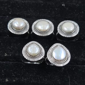 5 PCS Bulk Lot Freshwater Pearl 925 Sterling Silver Rings (REXT149-50)
