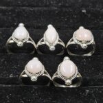 5 PCS Bulk Lot Pink Opal 925 Sterling Silver Rings (REXT150-35)